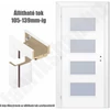 Kép 1/3 - Matt fehér balos 90x210cm beltéri dekorfóliás Merano üvegezésű ajtó,  ajtólap + ÁLLÍTHATÓ TOK + zárbetét + kulcs CanDo
