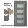 Kép 1/3 - Szürke tölgy  balos 90x210cm beltéri dekorfóliás Merano üvegezésű ajtó ajtólap + ÁLLÍTHATÓ TOK + zárbetét + kulcs  CanDo