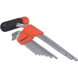 Torx kulcs készlet, 9db, CrV T10-T50, hosszított, PVC tartóval