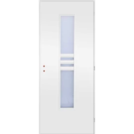 Matt fehér  balos 90x210cm beltéri dekorfóliás NIDA üvegezésű ajtó,  ajtólap + blokktok + zárbetét + kulcs CanDo
