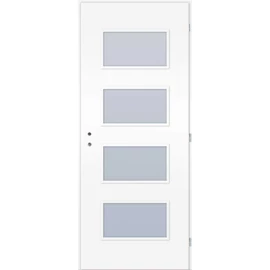 Matt fehér  balos 90x210cm beltéri dekorfóliás Merano üvegezésű ajtó,  ajtólap + blokktok + zárbetét + kulcs CanDo
