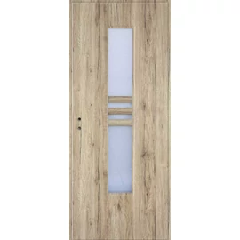 Csomós tölgy  jobbos 90x210cm beltéri dekorfóliás NIDA üvegezésű ajtó,  ajtólap + blokktok + zárbetét + kulcs CanDo
