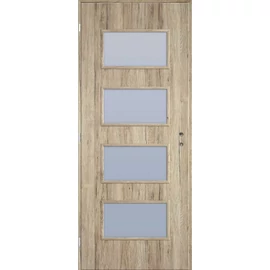 Csomós tölgy  balos 90x210cm beltéri dekorfóliás Merano üvegezésű ajtó,  ajtólap + blokktok + zárbetét + kulcs CanDo