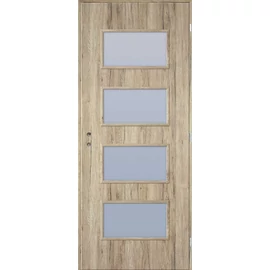 Csomós tölgy  jobbos 90x210cm beltéri dekorfóliás Merano üvegezésű ajtó,  ajtólap + blokktok + zárbetét + kulcs CanDo