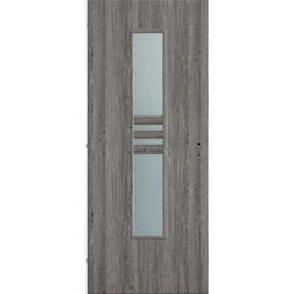 Szürke tölgy  balos 90x210cm beltéri dekorfóliás NIDA üvegezésű ajtó,  ajtólap + blokktok + zárbetét + kulcs CanDo