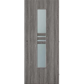Szürke tölgy  jobbos 90x210cm beltéri dekorfóliás NIDA üvegezésű ajtó,  ajtólap + blokktok + zárbetét + kulcs CanDo