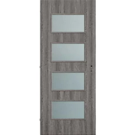 Szürke tölgy  balos 90x210cm beltéri dekorfóliás Merano üvegezésű ajtó,  ajtólap + blokktok + zárbetét + kulcs CanDo