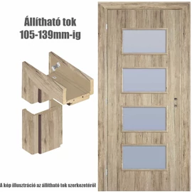 Csomós tölgy  balos 90x210cm beltéri dekorfóliás Merano üvegezésű ajtó ajtólap + ÁLLÍTHATÓ TOK + zárbetét + kulcs  CanDo