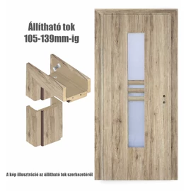 Csomós tölgy  balos 90x210cm beltéri dekorfóliás Nida üvegezésű ajtó ajtólap + ÁLLÍTHATÓ TOK + zárbetét + kulcs  CanDo