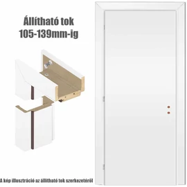 Matt fehér balos 75x210cm beltéri dekorfóliás teli ajtó ajtólap + ÁLLÍTHATÓ TOK + zárbetét + kulcs  CanDo