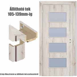 Havas tölgy  balos 90x210cm beltéri dekorfóliás Merano üvegezésű ajtó ajtólap + ÁLLÍTHATÓ TOK + zárbetét + kulcs  CanDo