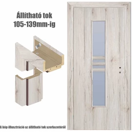 Havas tölgy  balos 90x210cm beltéri dekorfóliás Nida üvegezésű ajtó ajtólap + ÁLLÍTHATÓ TOK + zárbetét + kulcs  CanDo