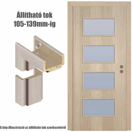 Cédrus balos 90x210cm beltéri dekorfóliás Merano üvegezésű ajtó,  ajtólap + állítható tok + zárbetét + kulcs CanDo