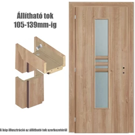 Skandináv tölgy  balos 90x210cm beltéri dekorfóliás Nida üvegezésű ajtó ajtólap +  ÁLLÍTHATÓ TOK + zárbetét + kulcs  CanDo
