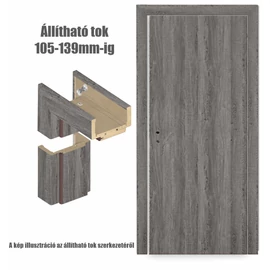 Szürke tölgy  balos 75x210cm beltéri dekorfóliás teli ajtó ajtólap + ÁLLÍTHATÓ TOK + zárbetét + kulcs  CanDo