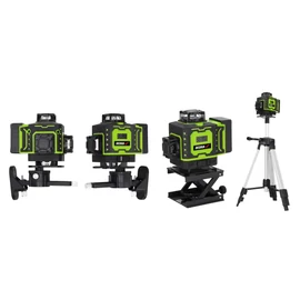 Multilézer, zöld 4D  DEDRA MC0909 lézeres szintező, Sharp diódák, készlet tartozékokkal és állvánnyal távirányítóval