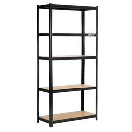 Fém polc DEDRA N1411, 5 MDF polccal, méretek 180x90x40 cm, fekete