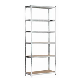 Fém polc DEDRA N1415, 6 MDF polccal, méretek 224x90x40 cm