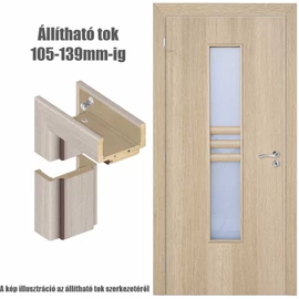 Cédrus balos 90x210cm beltéri dekorfóliás NIDA üvegezésű ajtó,  ajtólap + állítható tok + zárbetét + kulcs CanDo