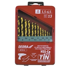 Dedra HSS-Co TiN fémfúró 1-6,5mm-ig 13 részes