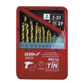 Dedra HSS-Co TiN fémfúró 1-10mm-ig 19 részes