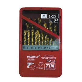 Dedra HSS-Co TiN fémfúró 1-13mm-ig 25 részes