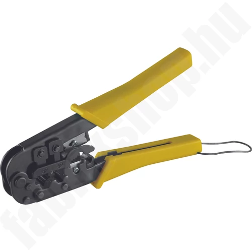Sajtolószerszám telefonhálózathoz, RJ45, RJ12, RJ11, 4P4C, 4P2C+izoláció eltávolító