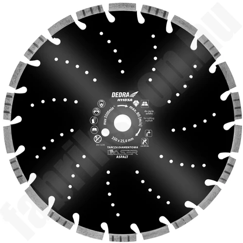 Gyémánttárcsa LASER ASFALT DEDRA H1183A, méretek: 400x25,4 mm