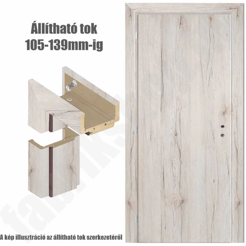 Havas tölgy  jobbos 75x210cm beltéri dekorfóliás teli ajtó ajtólap + ÁLLÍTHATÓ TOK + zárbetét + kulcs  CanDo