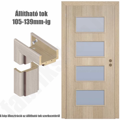 Cédrus jobbos 90x210cm beltéri dekorfóliás Merano üvegezésű ajtó,  ajtólap + állítható tok + zárbetét + kulcs CanDo