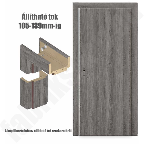 Szürke tölgy  balos 75x210cm beltéri dekorfóliás teli ajtó ajtólap + ÁLLÍTHATÓ TOK + zárbetét + kulcs  CanDo
