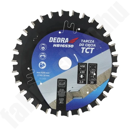 DEDRA HB16530 TCT multifunkciós korong, szendvicspanelekhez, méretek: 165 x 1,6 x 20 mm