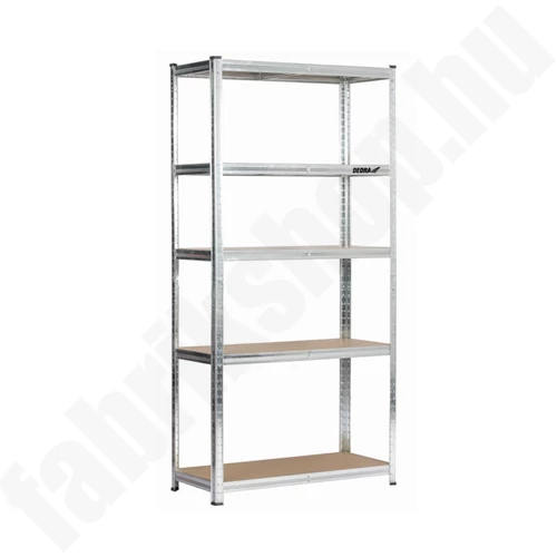 Fém polc DEDRA N1405, 5 MDF polccal, méretek 154x75x30 cm