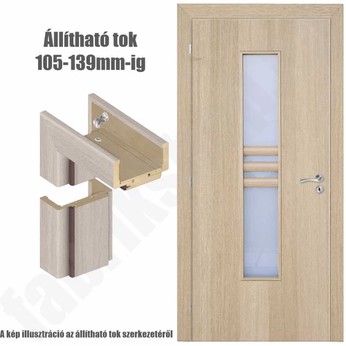 Cédrus jobbos 90x210cm beltéri dekorfóliás NIDA üvegezésű ajtó,  ajtólap + állítható tok + zárbetét + kulcs CanDo